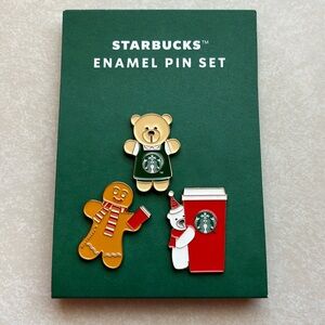 Starbucks Holiday Enamel Pin Set - Green, Red, Gold, White